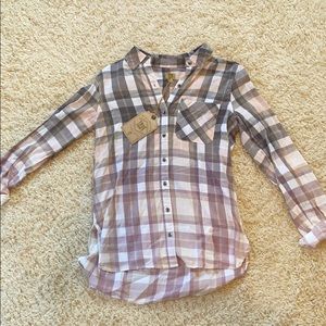 Pink, Green, White PlaidT-Shirt Size: Small